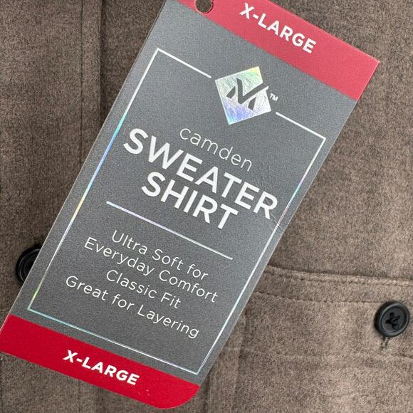 Member's Mark Camden sweater shirt men's XL button front long sleeve brown NEW - Picture 6 of 9